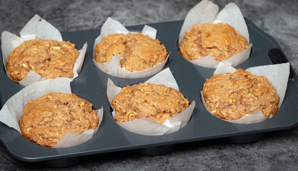 The best breakfast apple muffin in a jumbo muffin tin.