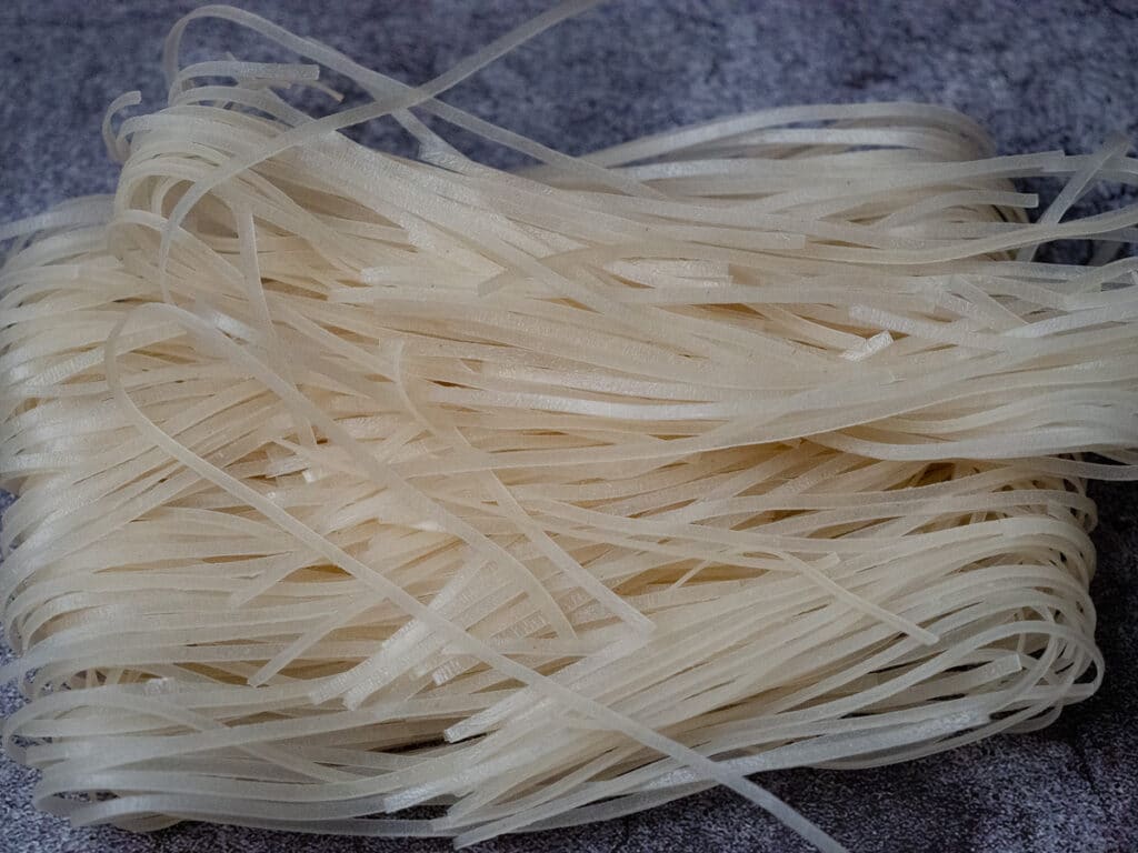 Dried flat noodles for pho soup