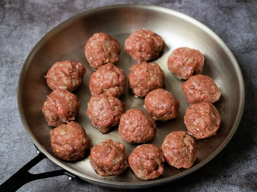 meatballs in an ovenproof pan.