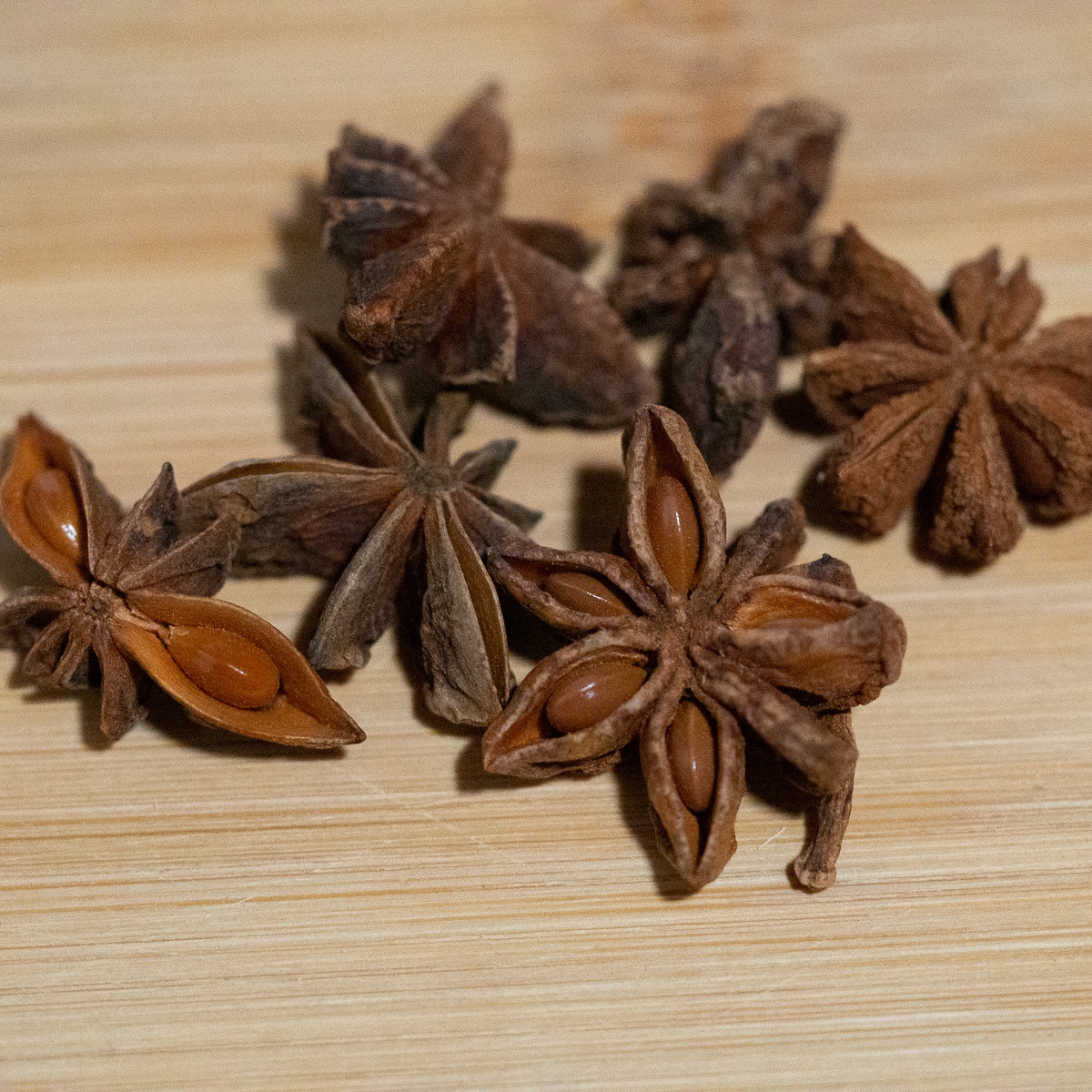 Star anise on a wooden surface