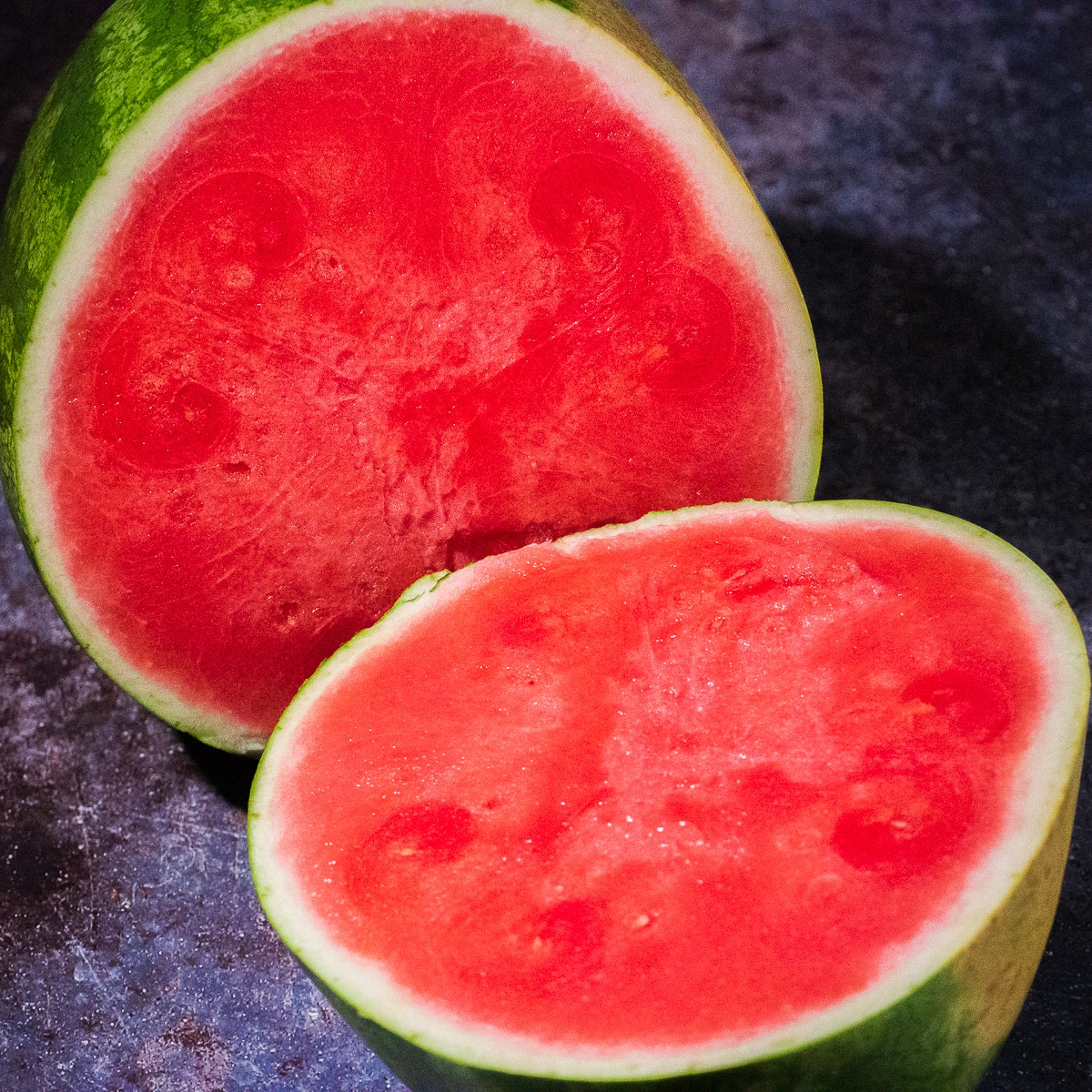 two halved watermelon